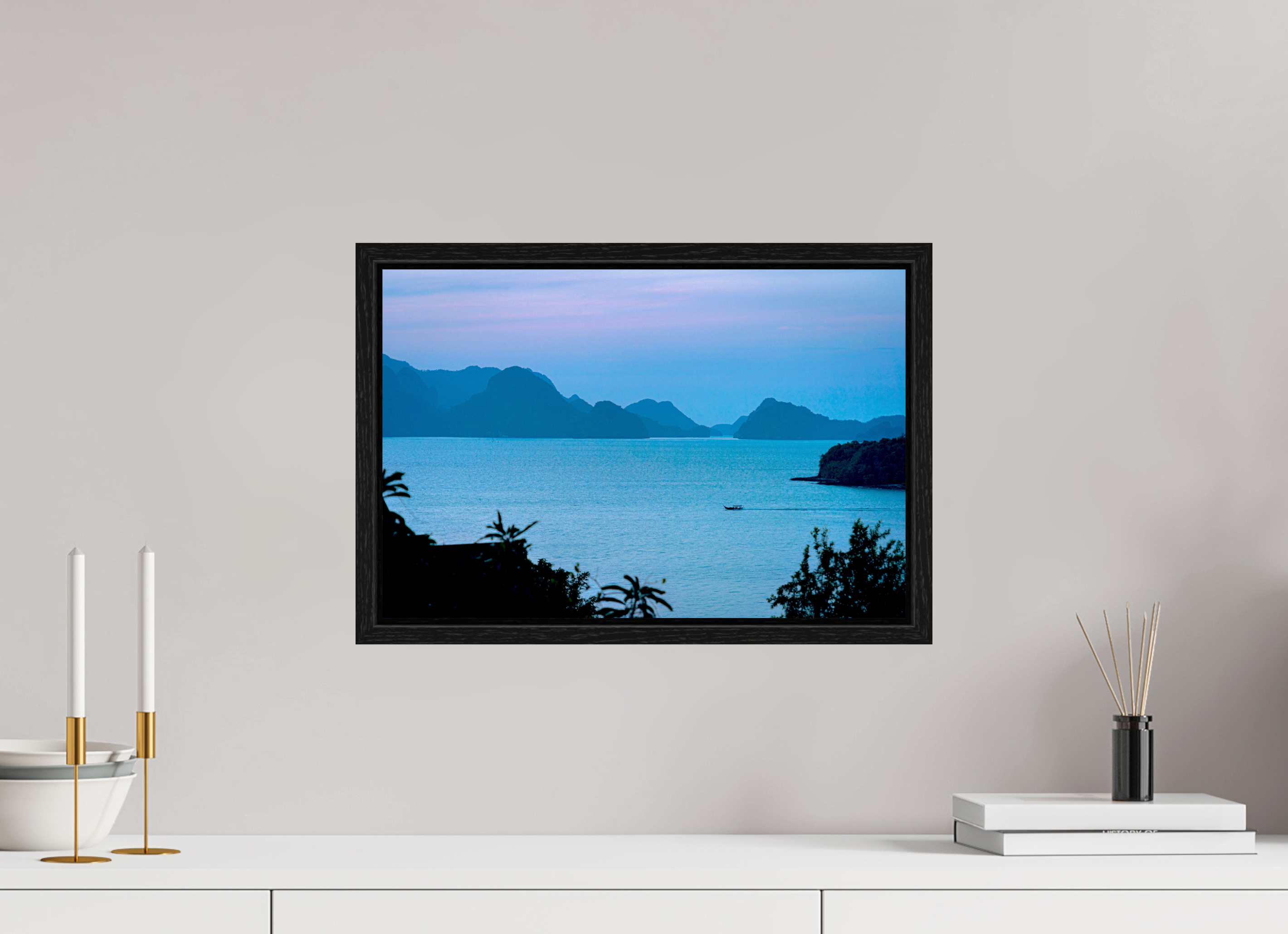 45 x 30 cm, Floater Frame Blue Silence at Dusk
