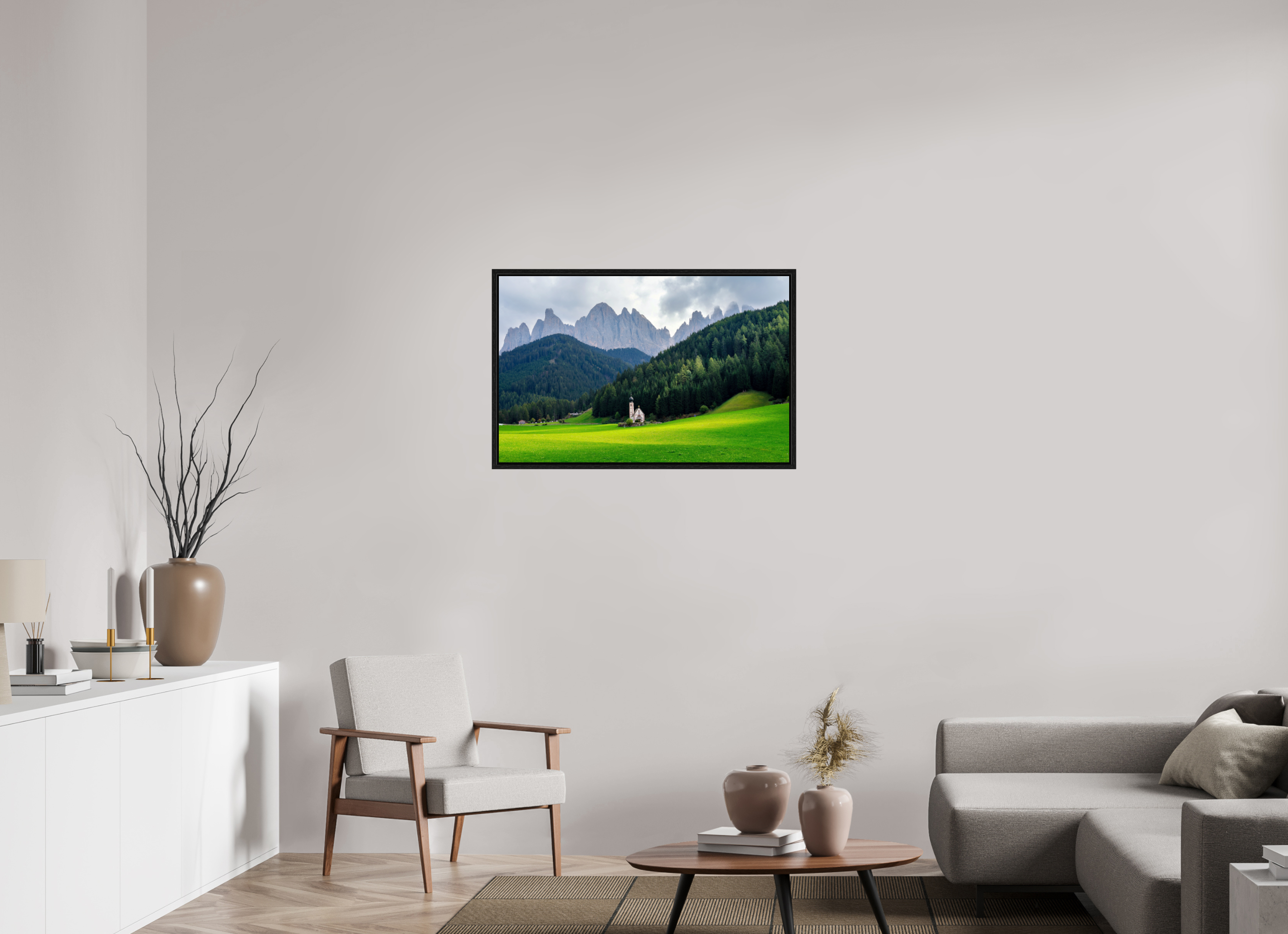 93.5 x 60 cm, Floater Frame Alpine Landscape - Italian Dolomites