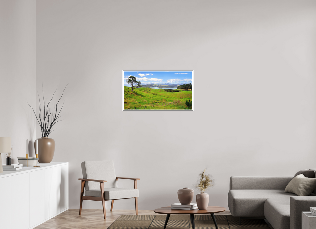 89.6 x 50 cm, Print on Forex with Frame Coromandel Landscape - New Zealand