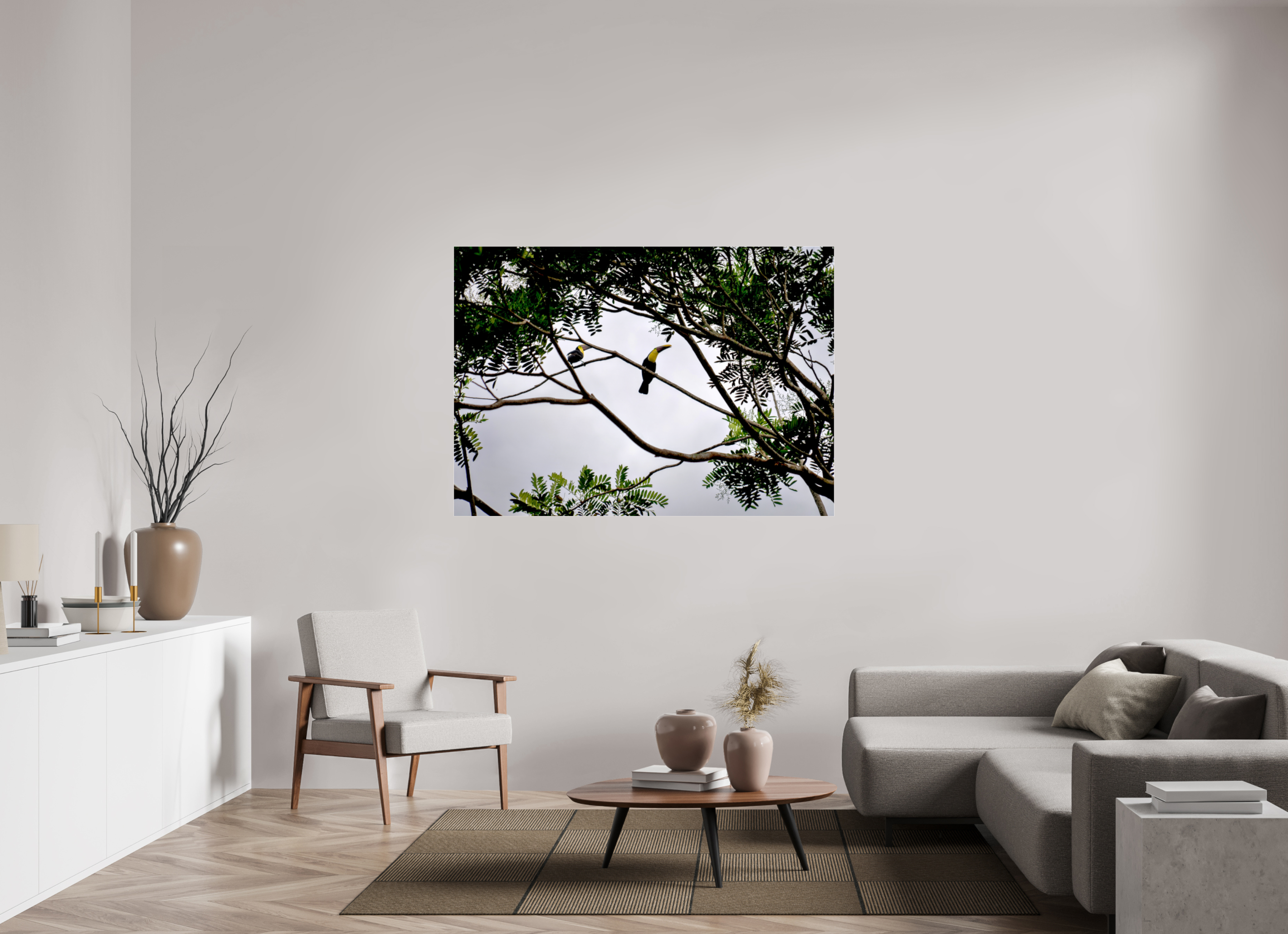 155.2 x 110 cm, Photo Print Under Acrylic Glass A Hornbill on a Branch