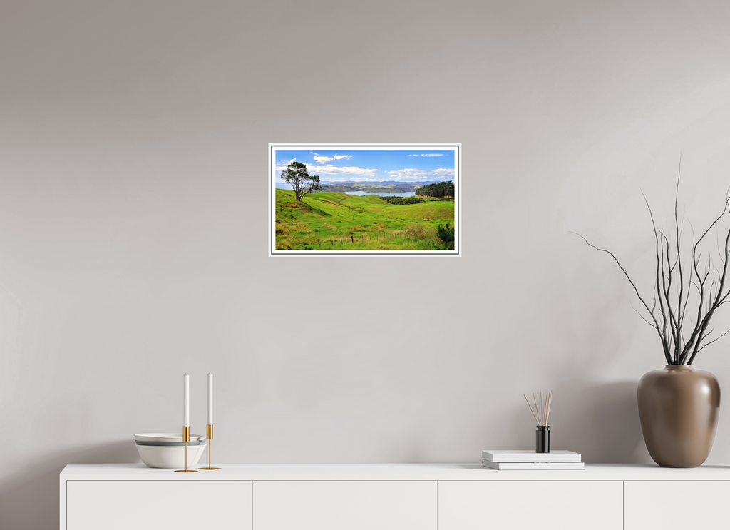 53.7 x 30 cm, Print on Forex with Frame Coromandel Landscape - New Zealand