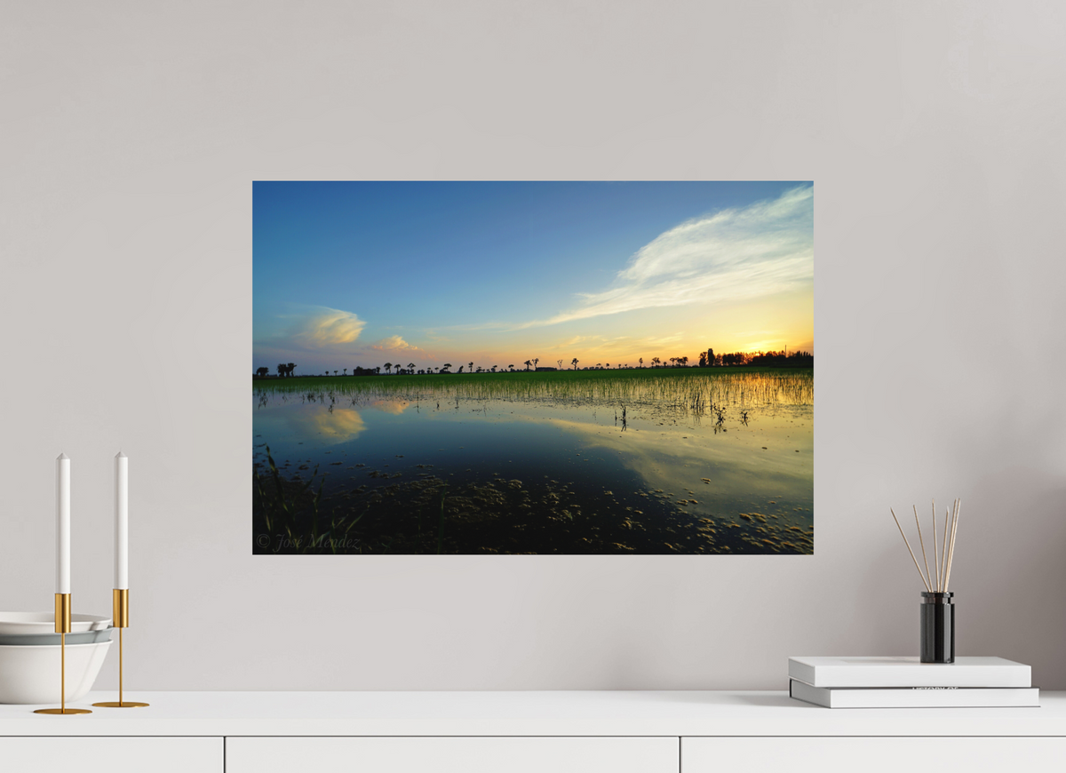 60 x 40 cm, Fine Art Print Smooth Rice Fields at Dusk