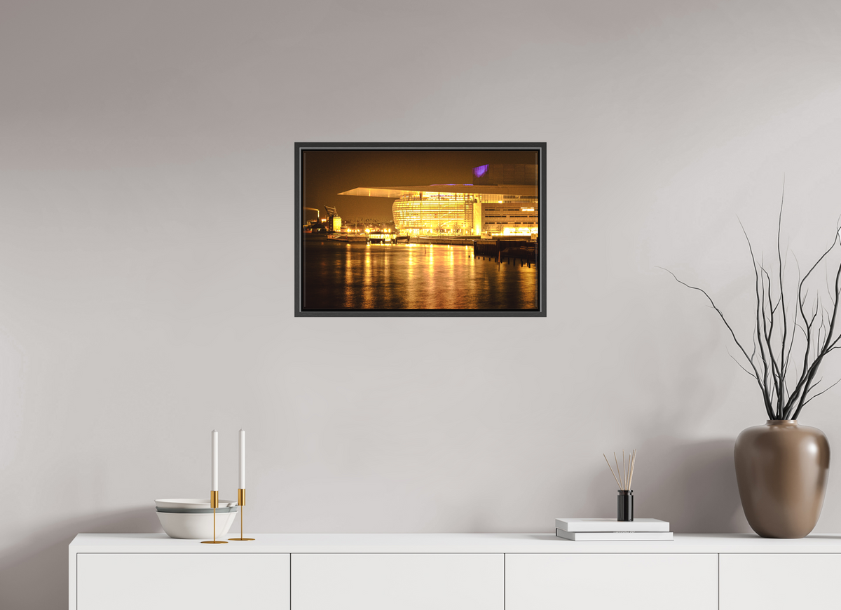 60 x 40 cm, Textile Print Canvas with 15 mm Width Gap Frame Operaen at Night
