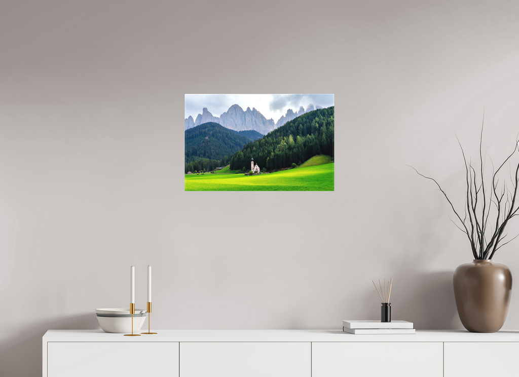 62.3 x 40 cm, Matte Canvas on Stretcher Frame Church of Saint John in the Dolomites - Italy