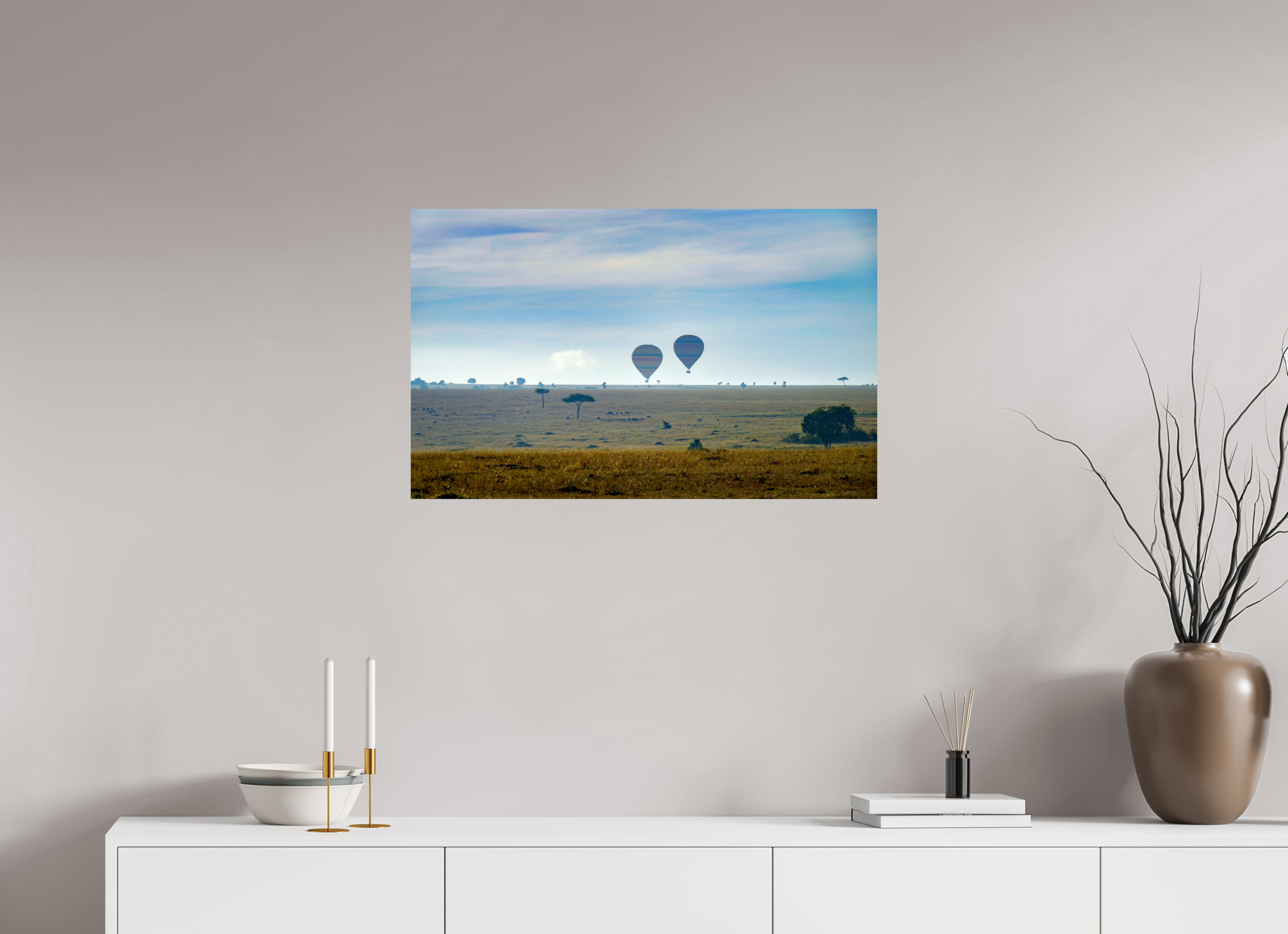 80.4 x 50 cm, Photo Print On Fuji Crystal DP II Hot-air Balloon over the Savanna