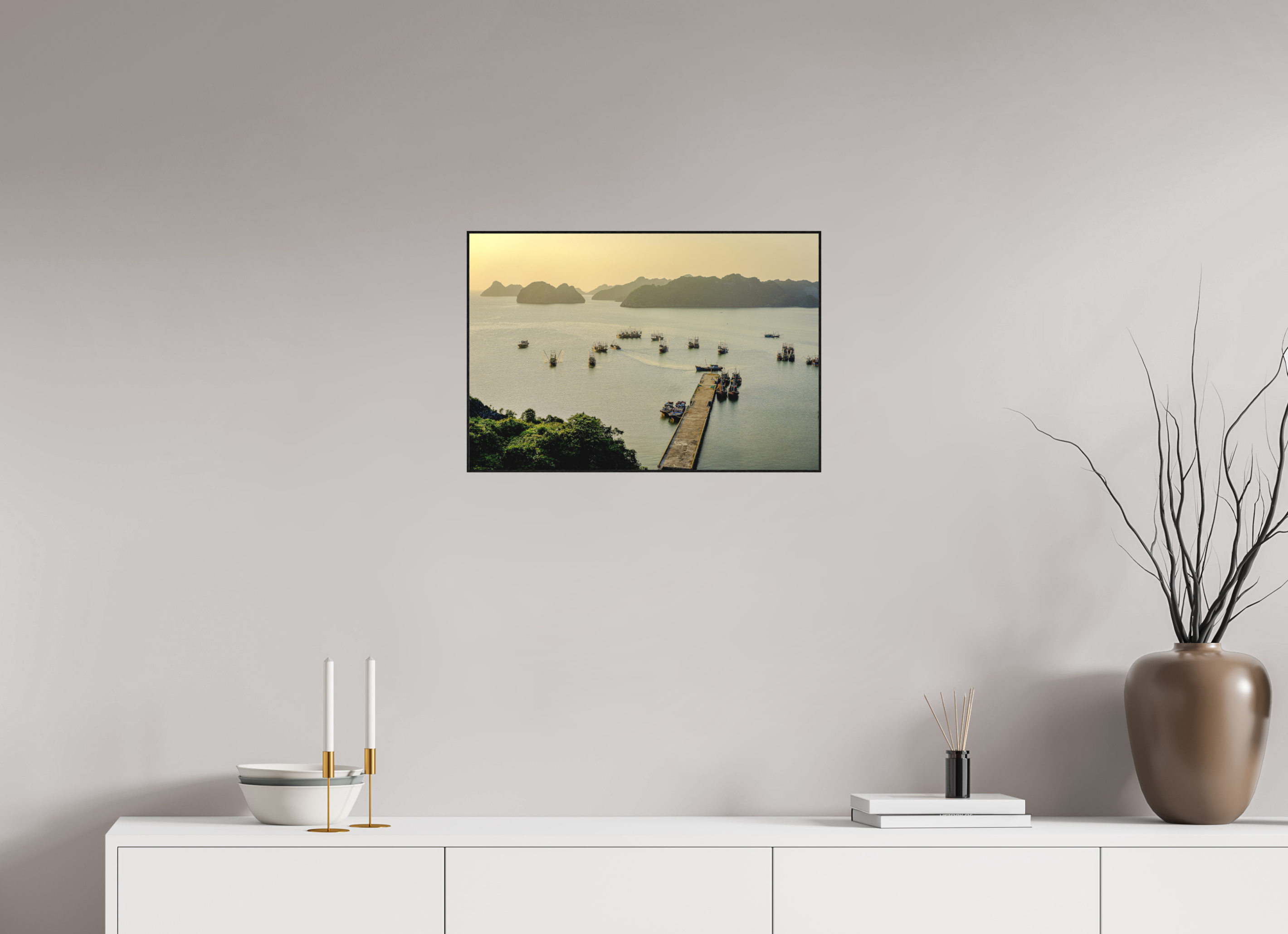 59.1 x 40 cm, Solid Wood Artbox Golden Harbour – Cat Ba Island, Vietnam