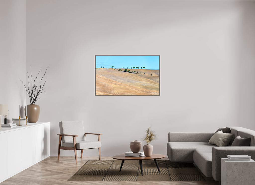 130.1 x 80 cm, Matte Canvas 15 mm Frame Waves of the Harvest, Tuscany, Italy