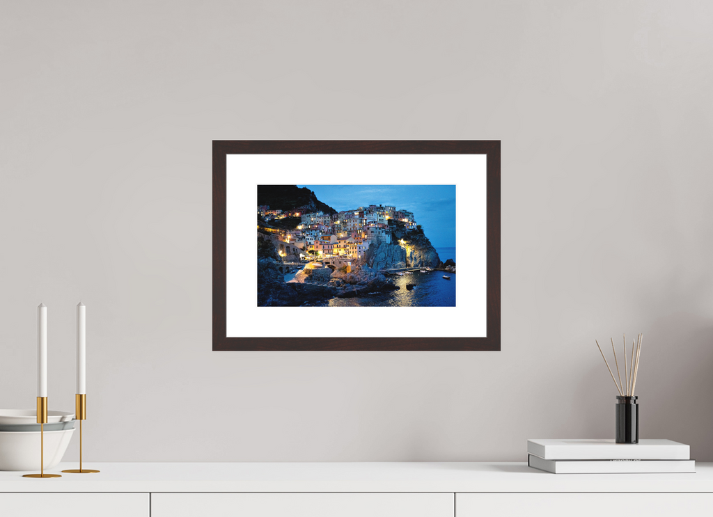 32 x 20 cm, Baryta Prestige II with Matte Float Glass Manarola Harbour