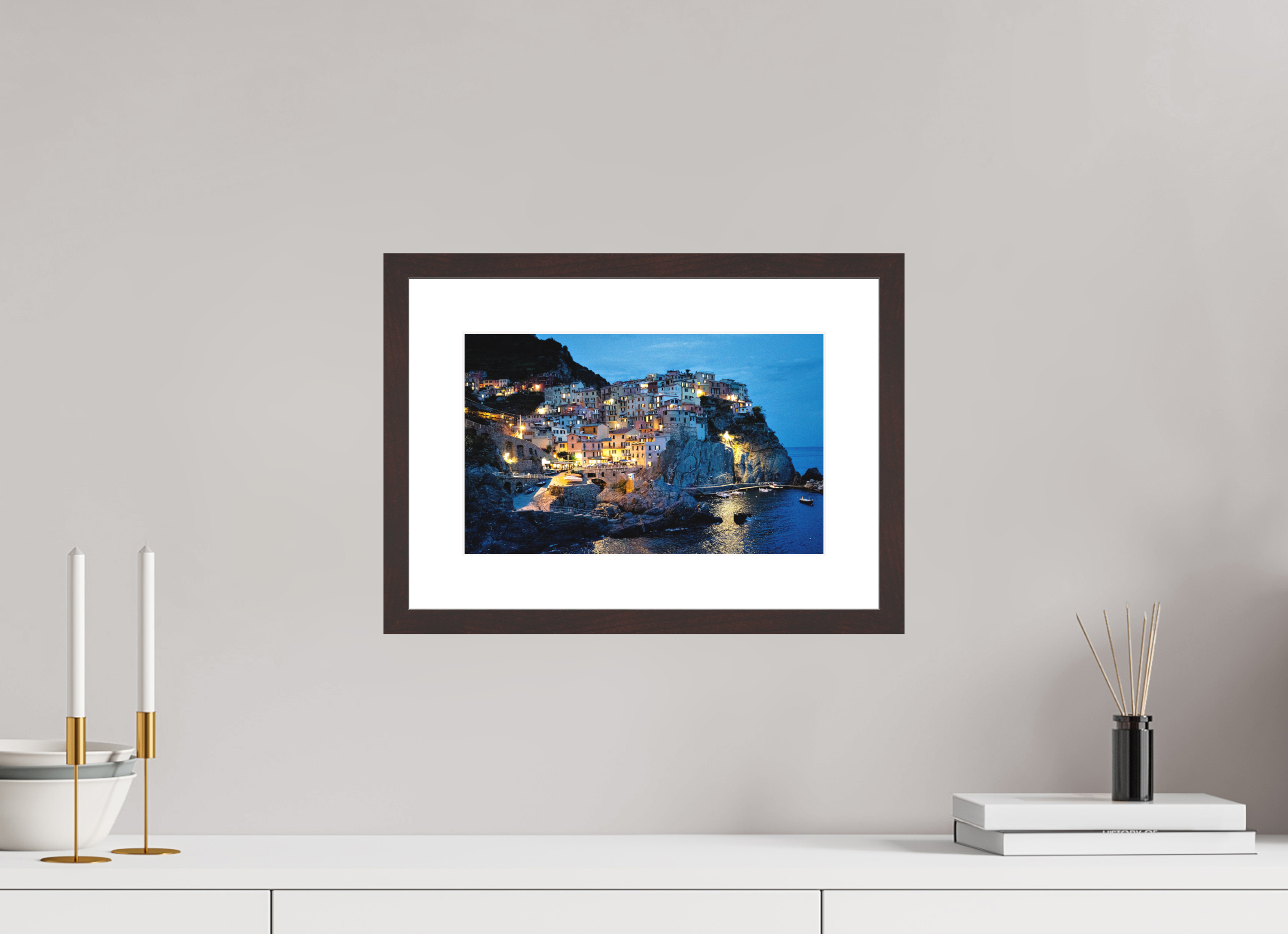 32 x 20 cm, Baryta Prestige II with Matte Float Glass Manarola Harbour