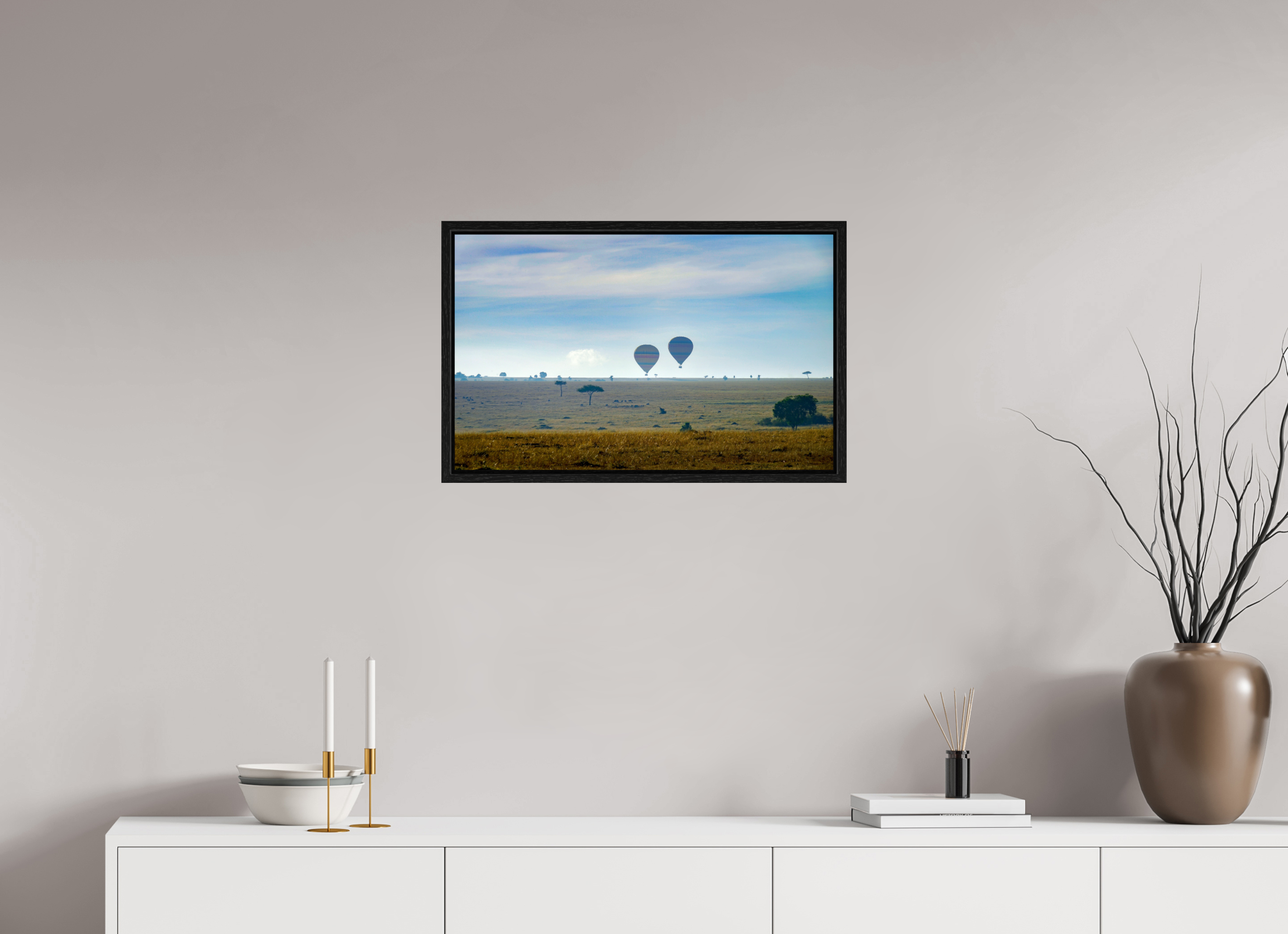 64.3 x 40 cm, Floater Frame Hot-air Balloon over the Savanna