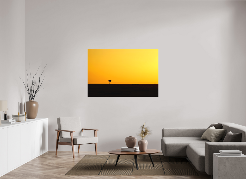150 x 100 cm, Matte Canvas on Stretcher Frame Golden Sky over the African Savannah