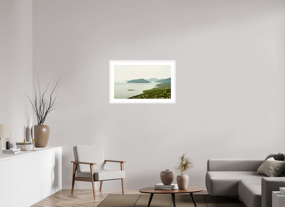 83.9 x 50 cm, Fine Art Print with Frame Floating Islands - Croatia