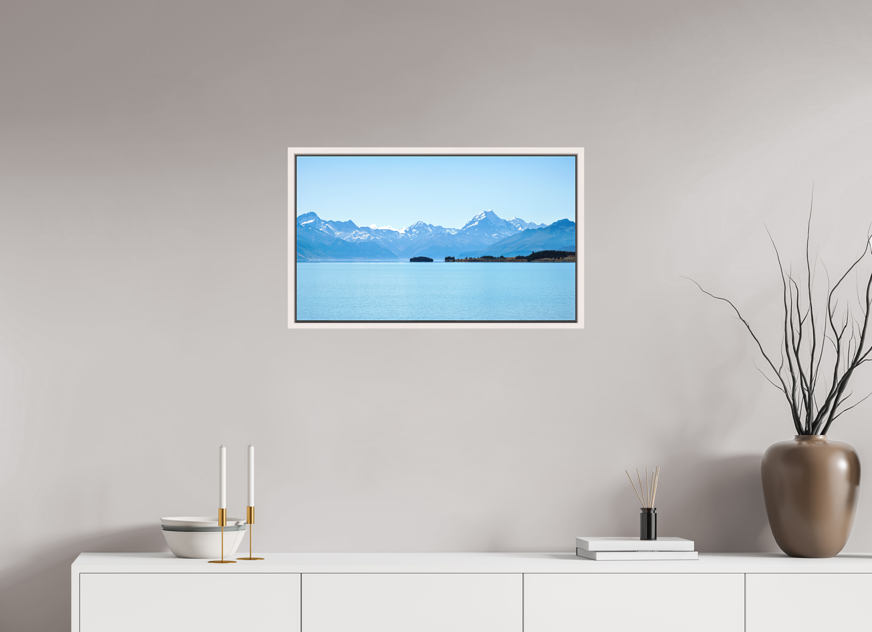 68.7 x 40 cm, Matte Canvas 15 mm Frame Aoraki Reflections – Lake Pukaki & Mount Cook, New Zealand