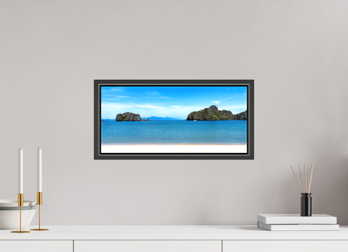 45.2 x 20 cm, Textile Print with 15 mm Width Gap Frame Tanjung Rhu Serenity, Langkawi, Malaysia