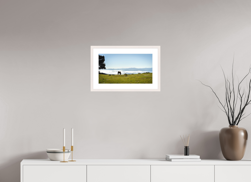 48 x 27 cm, Solid Wood Frame with Passe Partout A Horse with a View - Spain