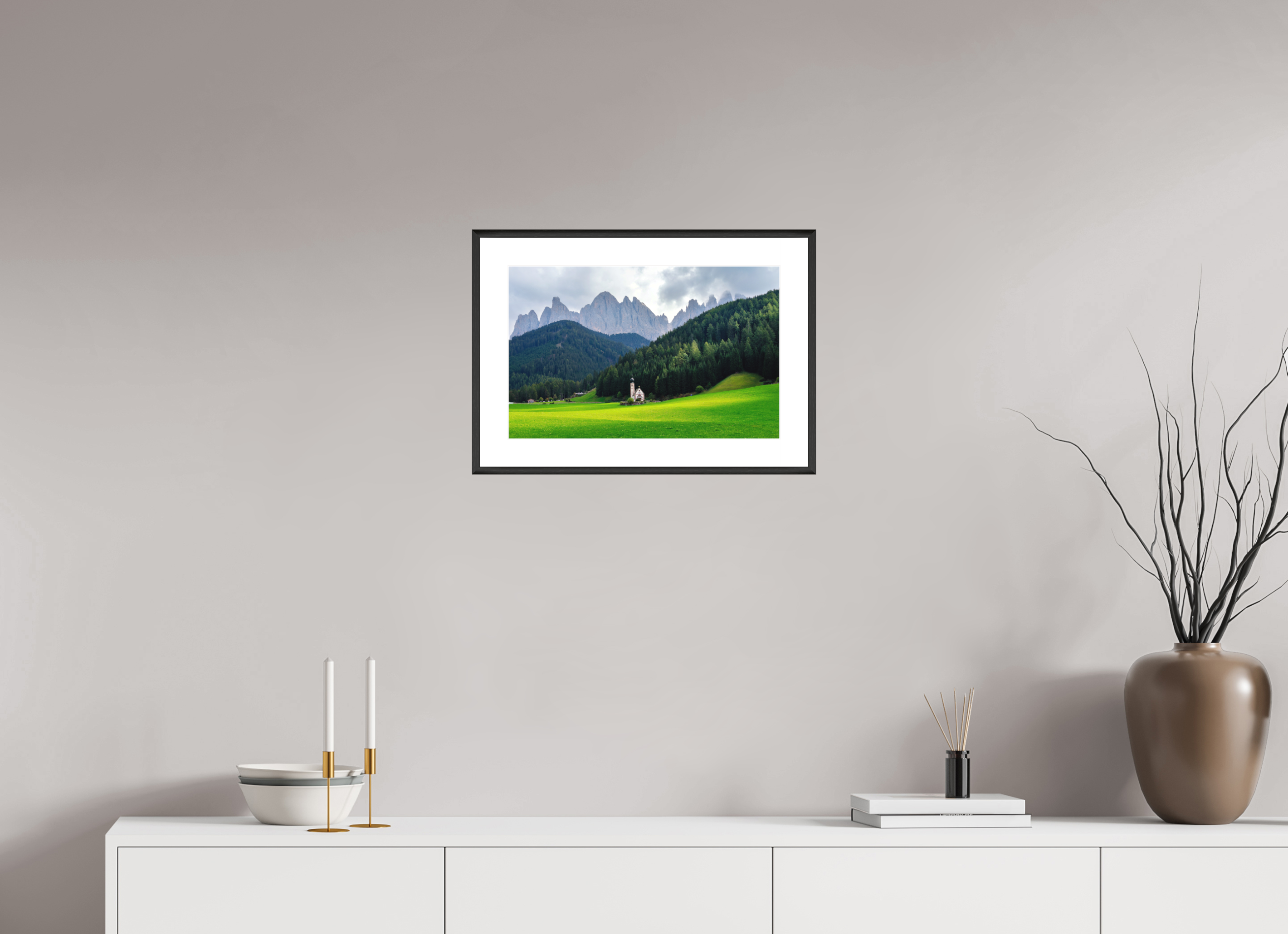 46.8 x 30 cm, Changeable Magnetic Frame - Hahnemühle Fineart Pearl Alpine Landscape - Italian Dolomites