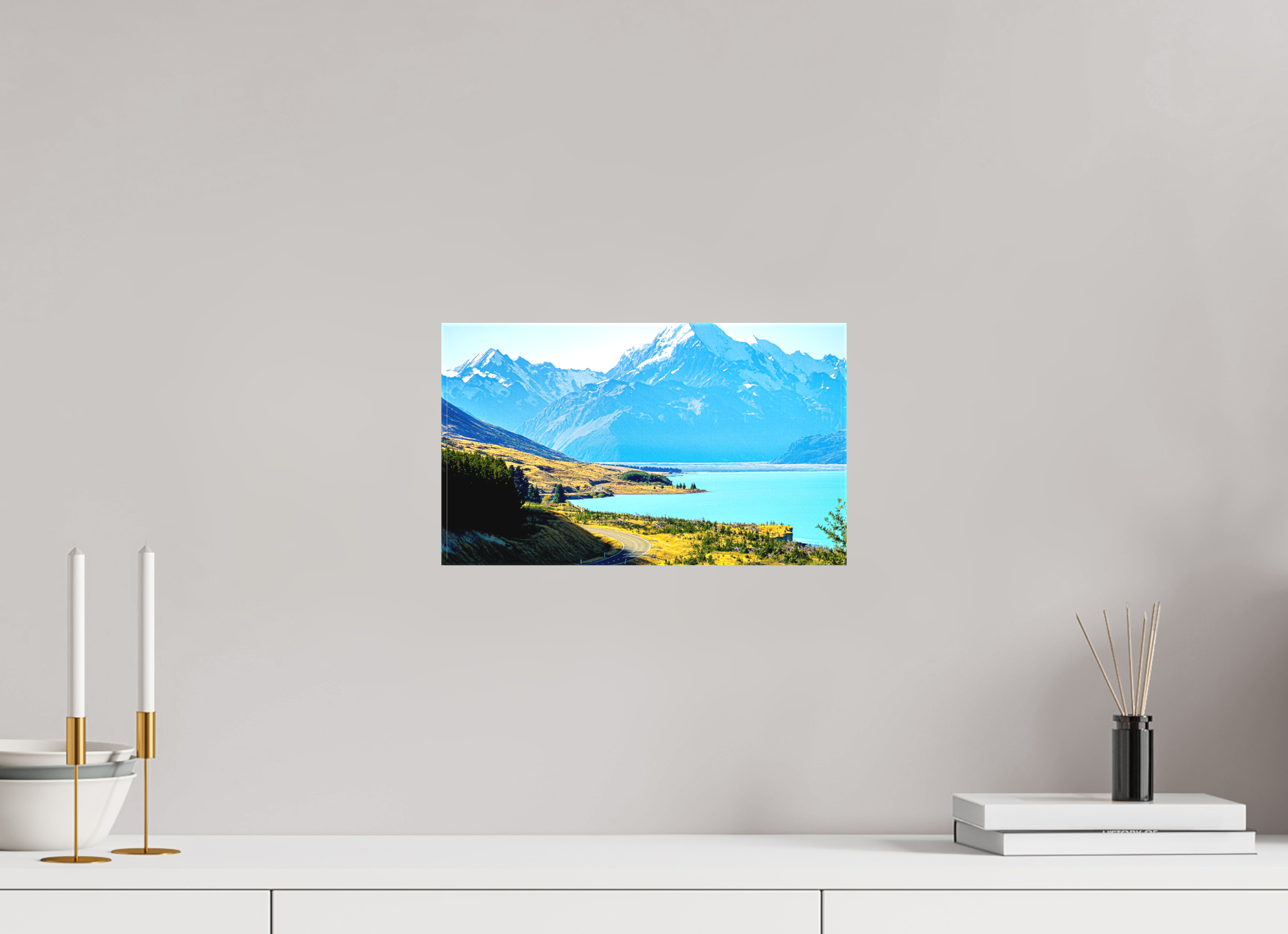 34.2 x 20 cm, Matte Canvas on Stretcher Frame Mount Cook Road - New Zealand