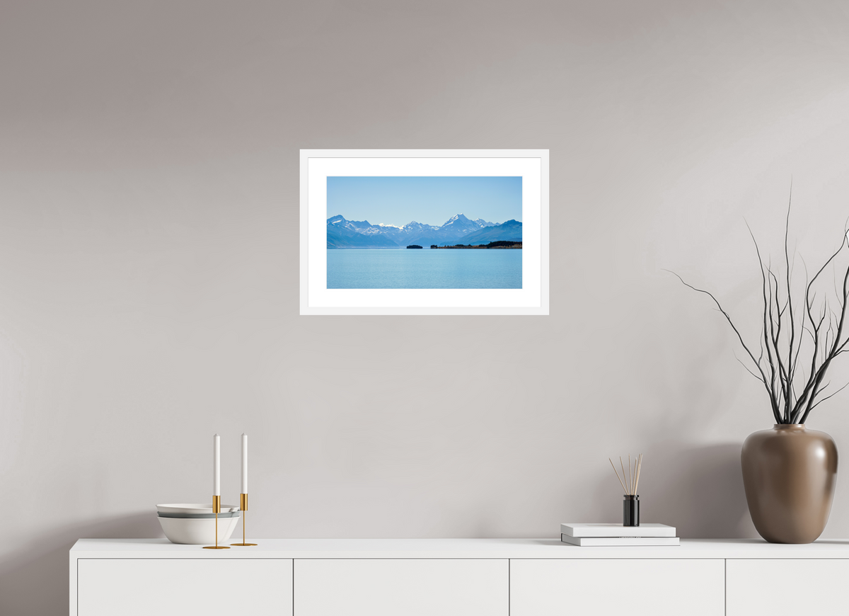 51.5 x 30 cm, Fine Art Print with Frame Aoraki Reflections – Lake Pukaki & Mount Cook, New Zealand
