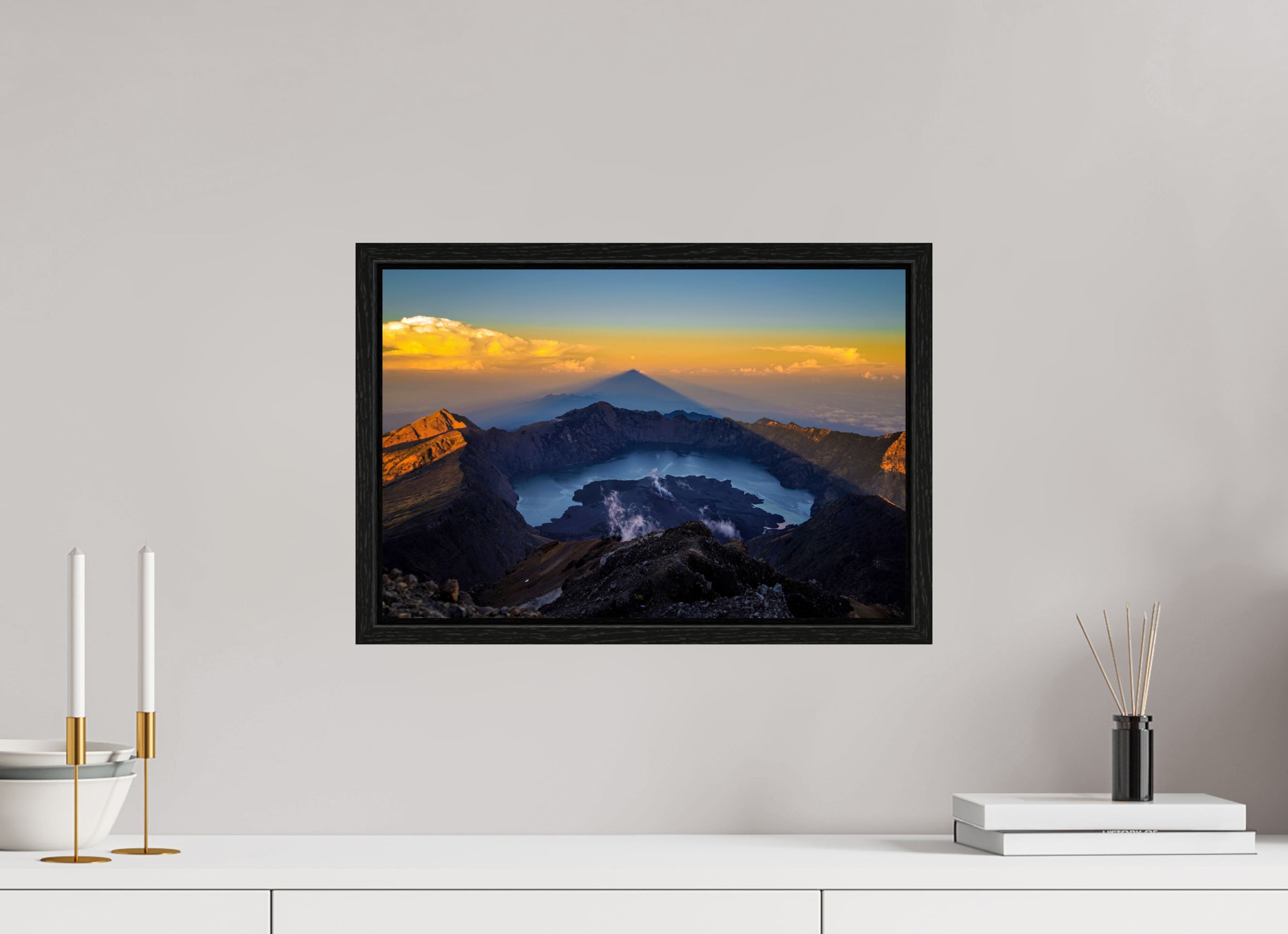45 x 30 cm, Floater Frame The Caldera of Mount Rinjani - Lombok - Indonesia