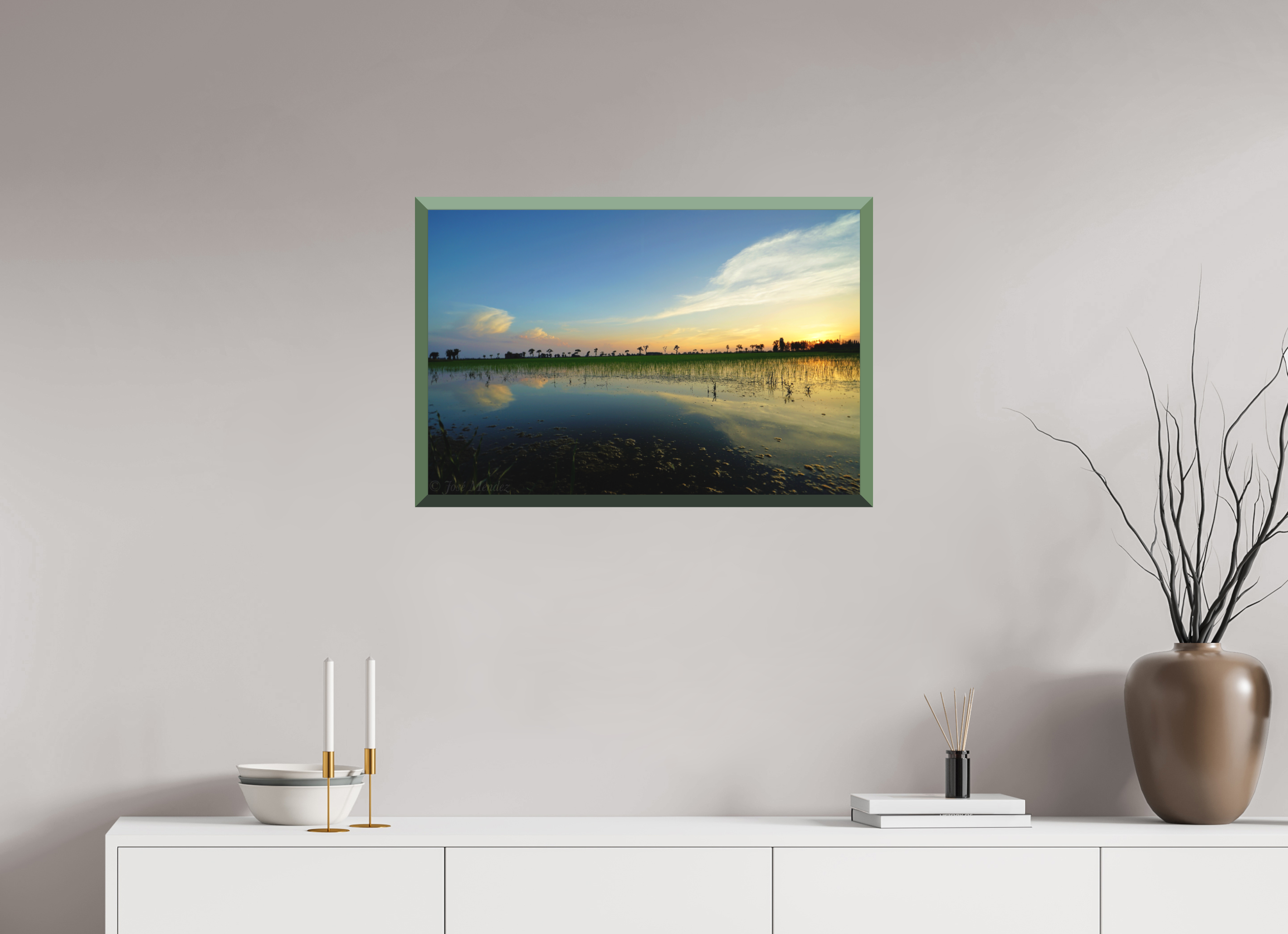 75 x 50 cm, Whitewall Design Edition Rice Fields at Dusk
