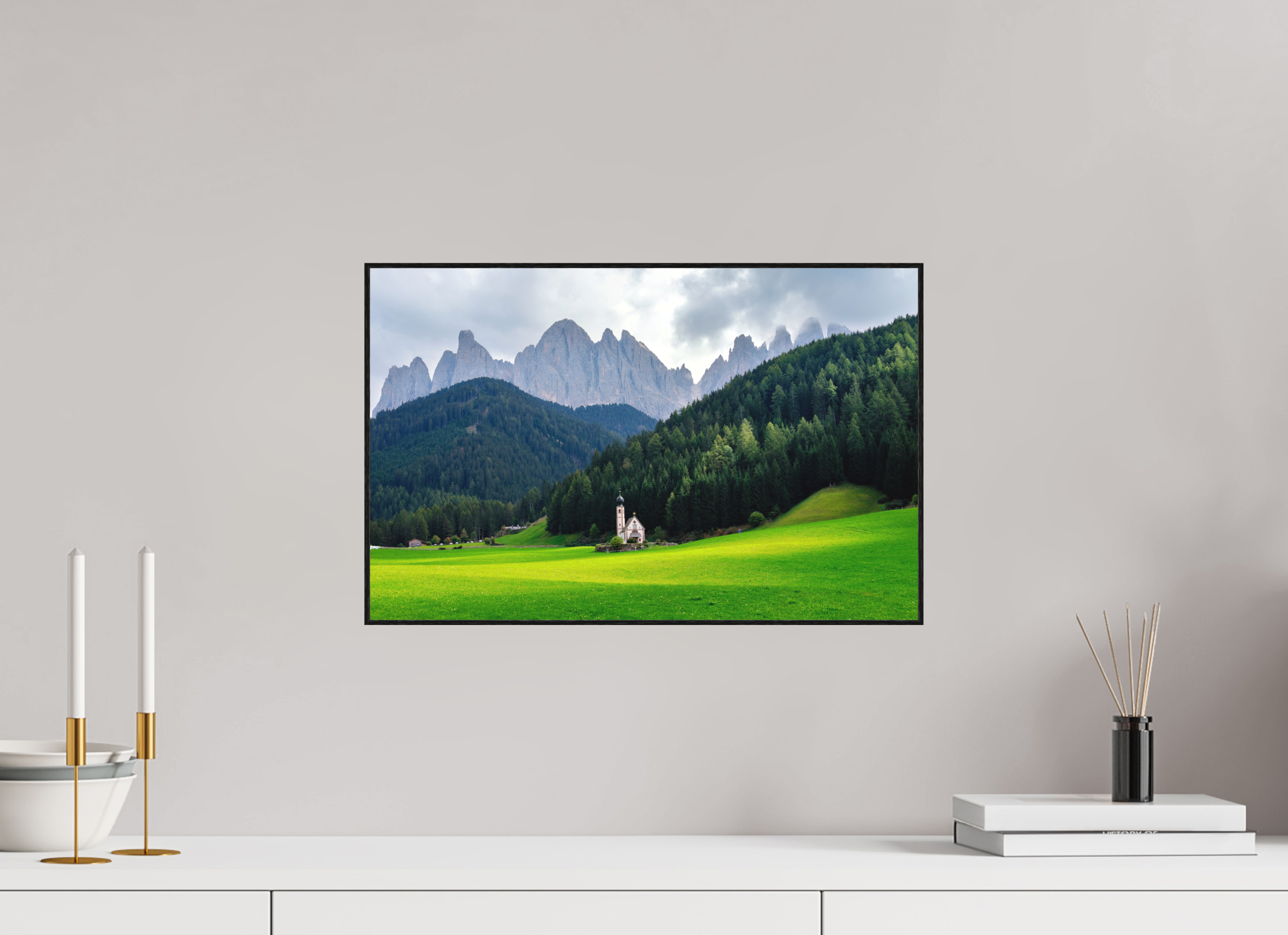 46.8 x 30 cm, Solid Wood Artbox Alpine Landscape - Italian Dolomites