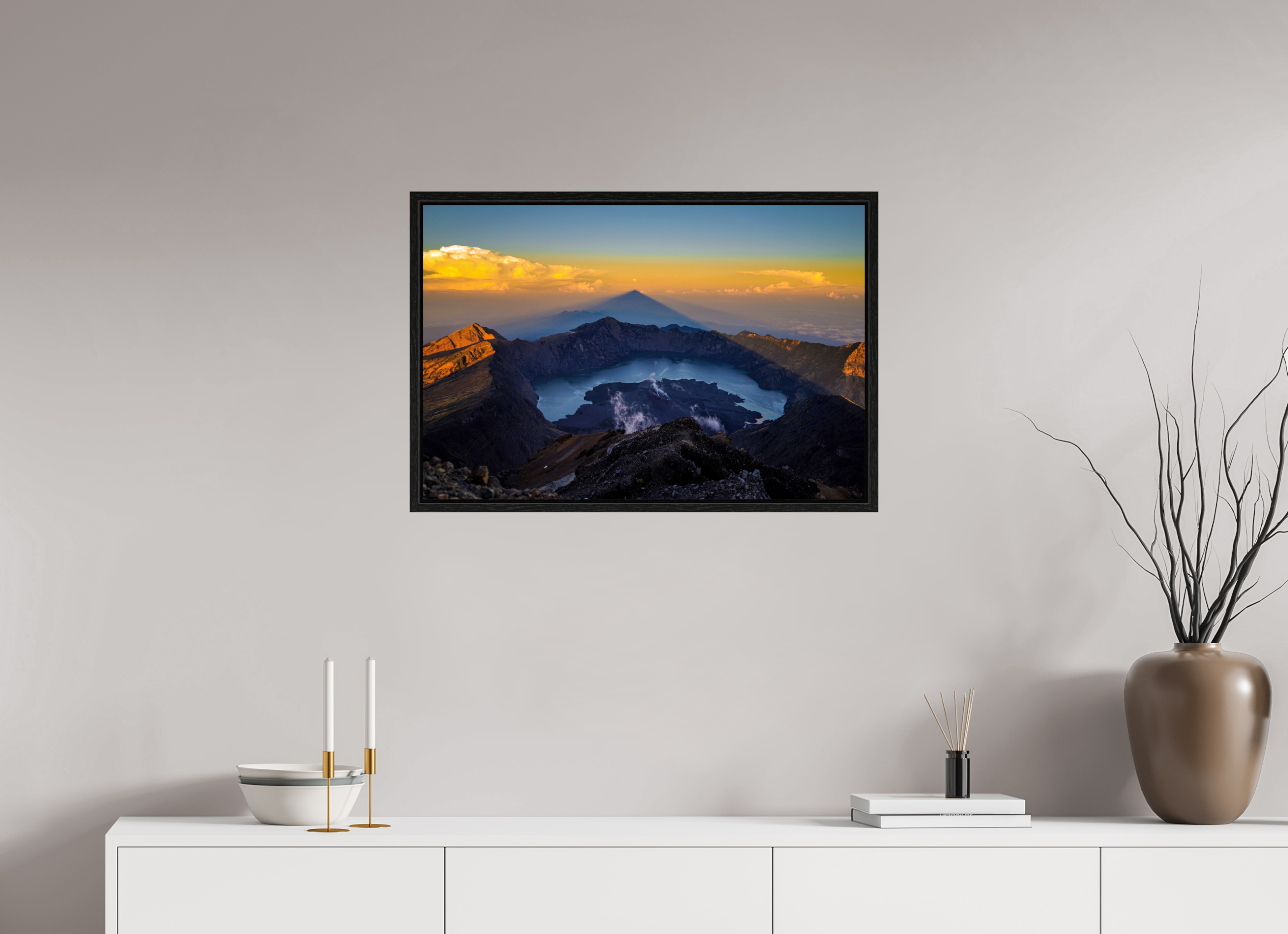 75 x 50 cm, Floater Frame The Caldera of Mount Rinjani - Lombok - Indonesia