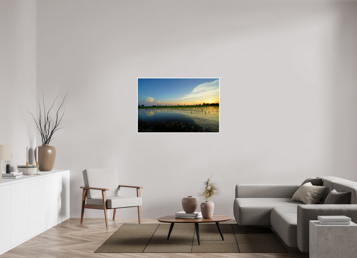 120 x 80 cm, Fujiflex High Gloss with 1 cm Border Rice Fields at Dusk