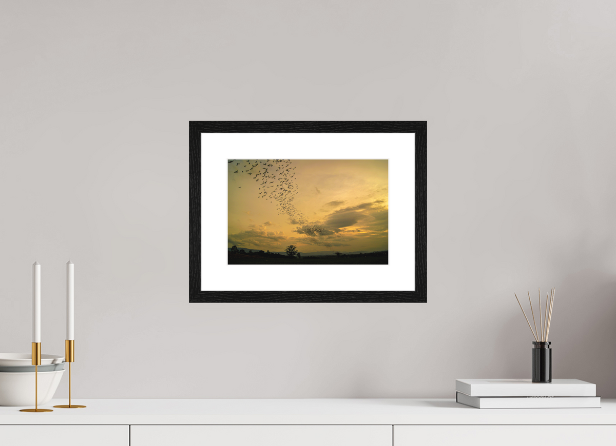 30 x 20 cm, Smooth Natural Paper Print with Frame Dusk Emergence