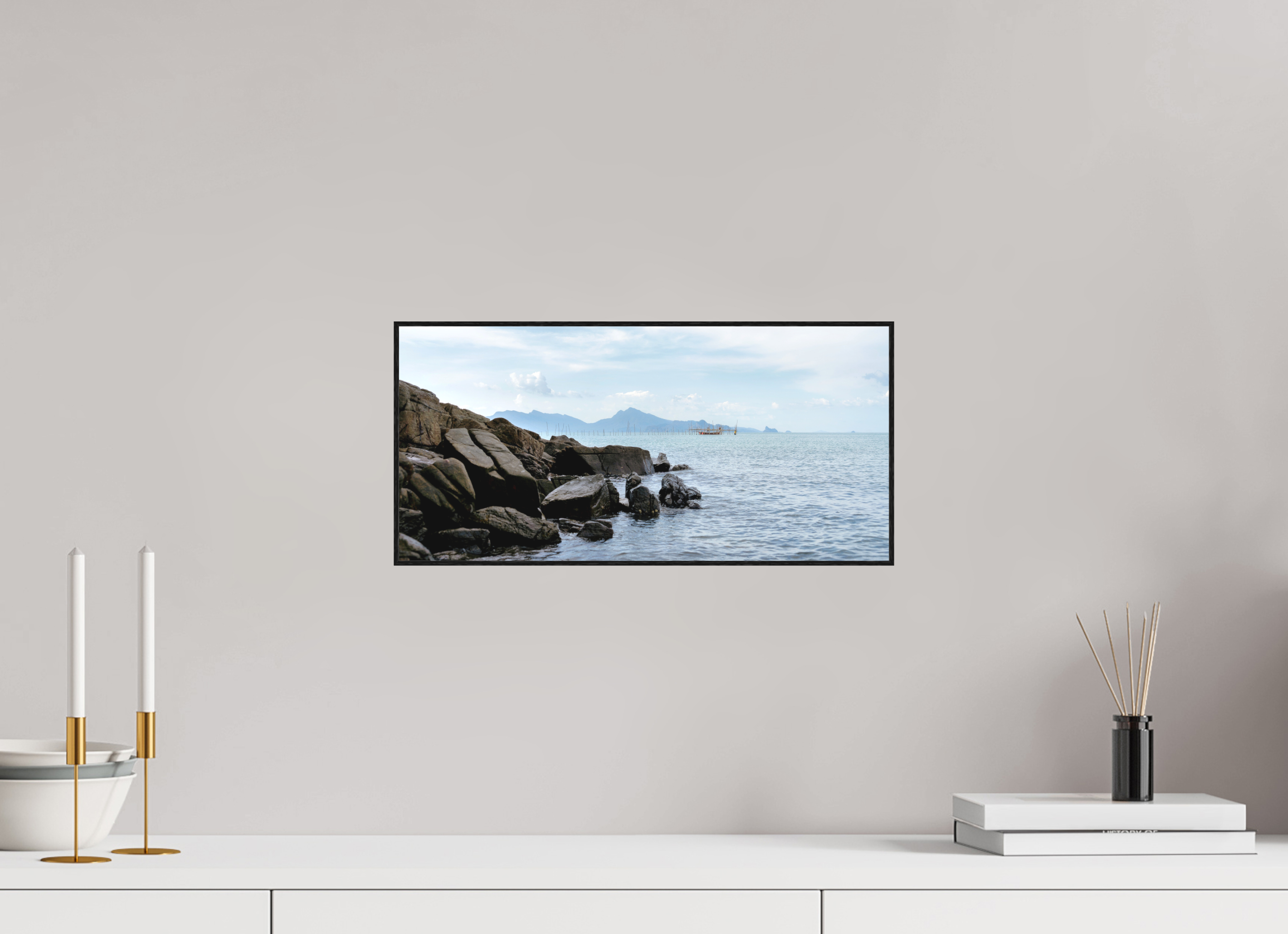 41.8 x 20 cm, Solid Wood Artbox Black Rocks