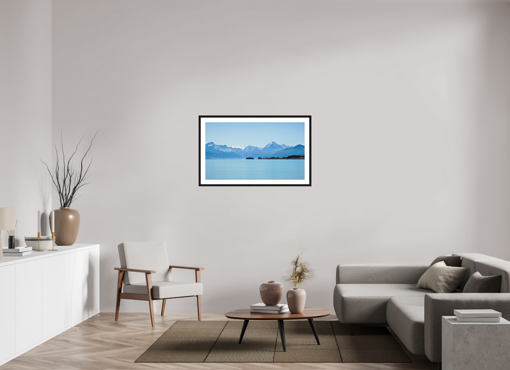 103.1 x 60 cm, Smooth Natural Paper Print with Frame Aoraki Reflections – Lake Pukaki & Mount Cook, New Zealand