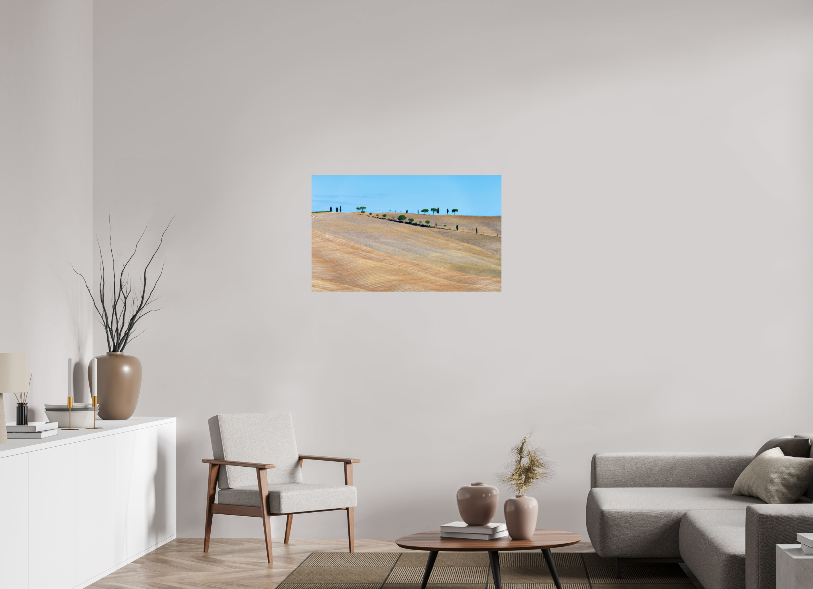 97.6 x 60 cm, PH Print On Fujiflex High Gloss Waves of the Harvest, Tuscany, Italy