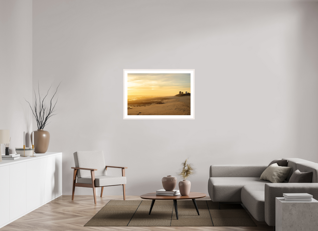 105 x 70 cm, Solid Wood Frame with Passe Partout Ancient Mills