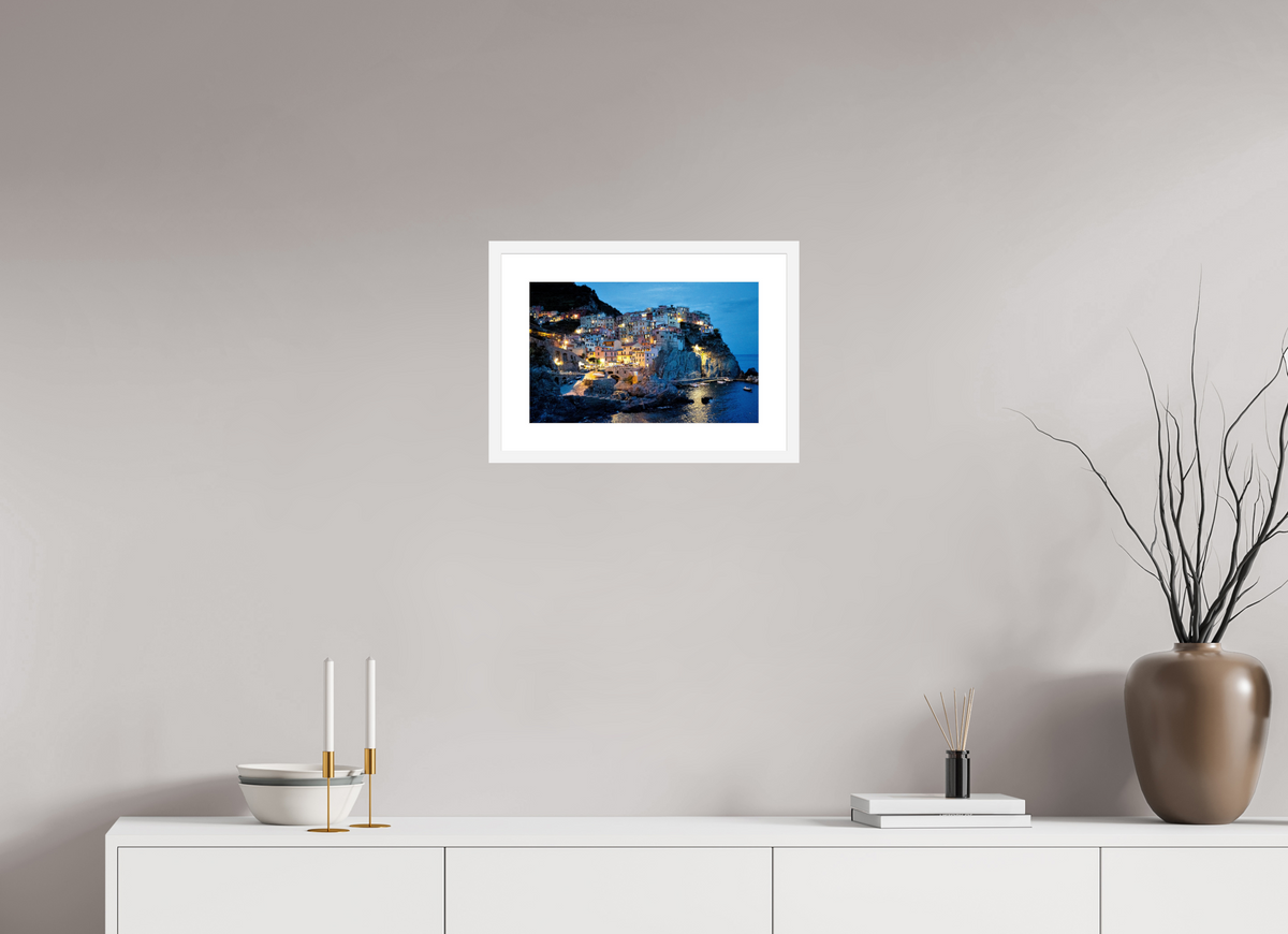 40 x 25 cm, Fine Art Print with Frame Manarola Harbour