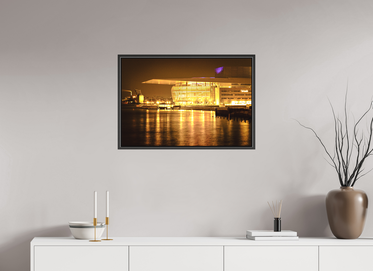 75 x 50 cm, Textile Print Canvas with 15 mm Width Gap Frame Operaen at Night