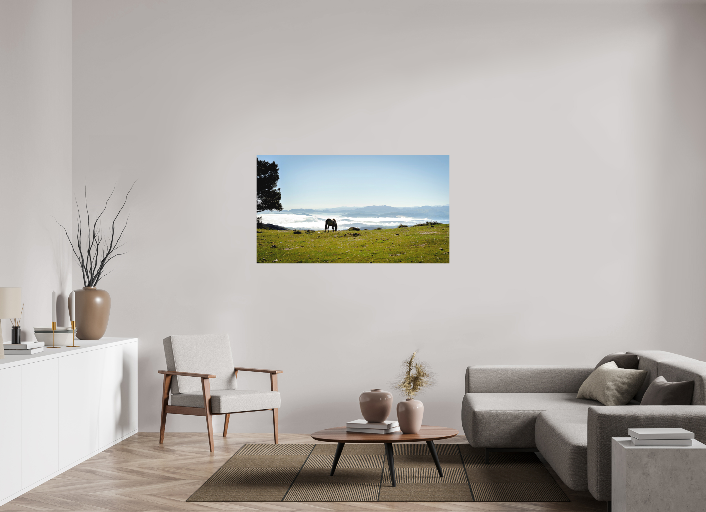 144 x 81 cm, Fine Art Print Smooth A Horse with a View