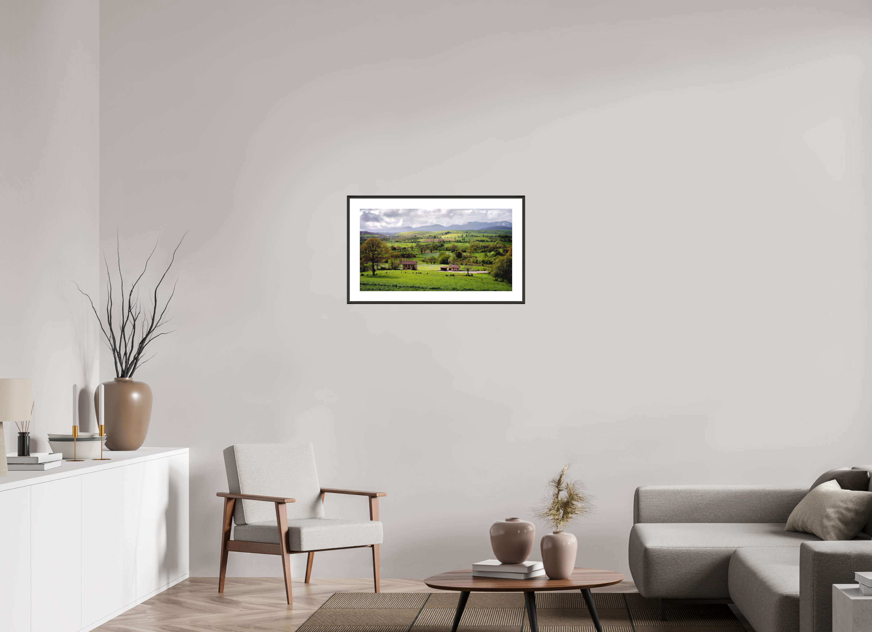 73.2 x 40 cm, Changeable Magnetic Frame - Hahnemühle Fineart Pearl A Lush Hilly Countryside in Spain