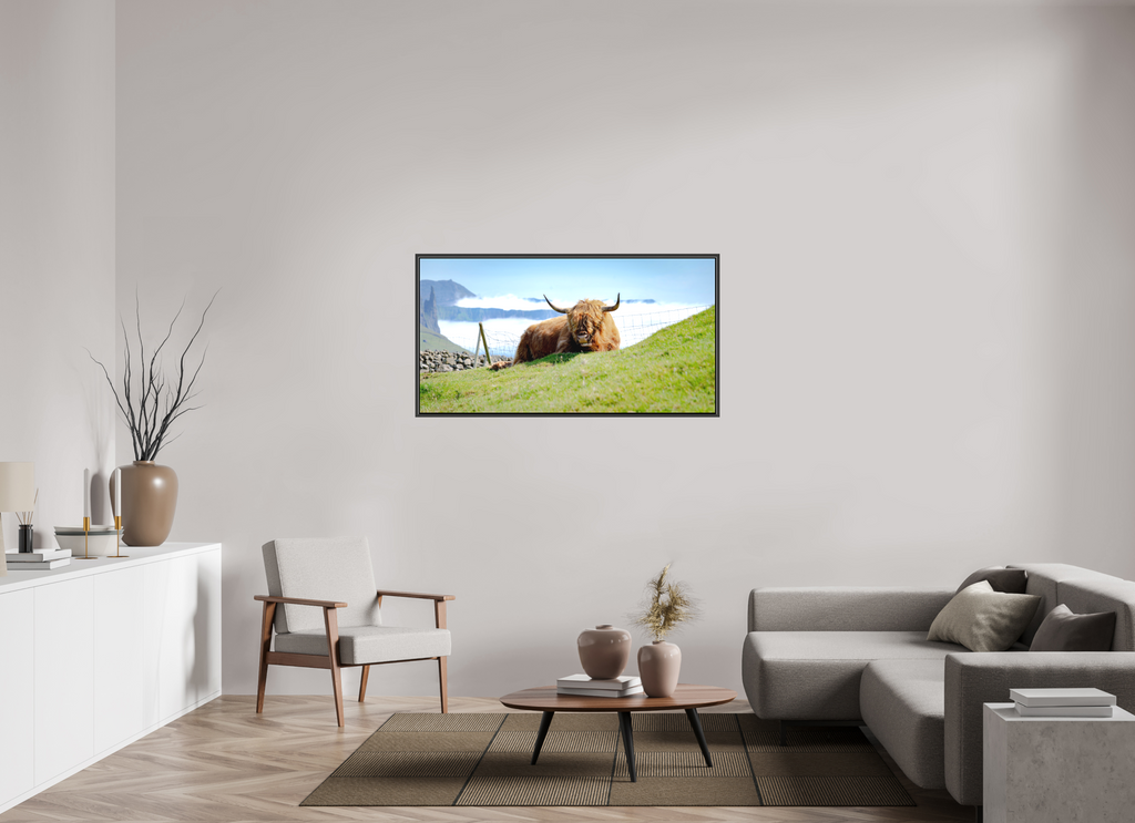 135 x 70 cm, Canvas Highland Cow of the Faroe Islands