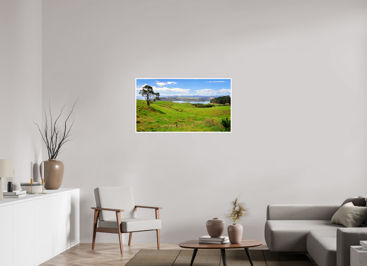 107.5 x 60 cm, Fujiflex High Gloss with 1 cm Border Coromandel Landscape - New Zealand