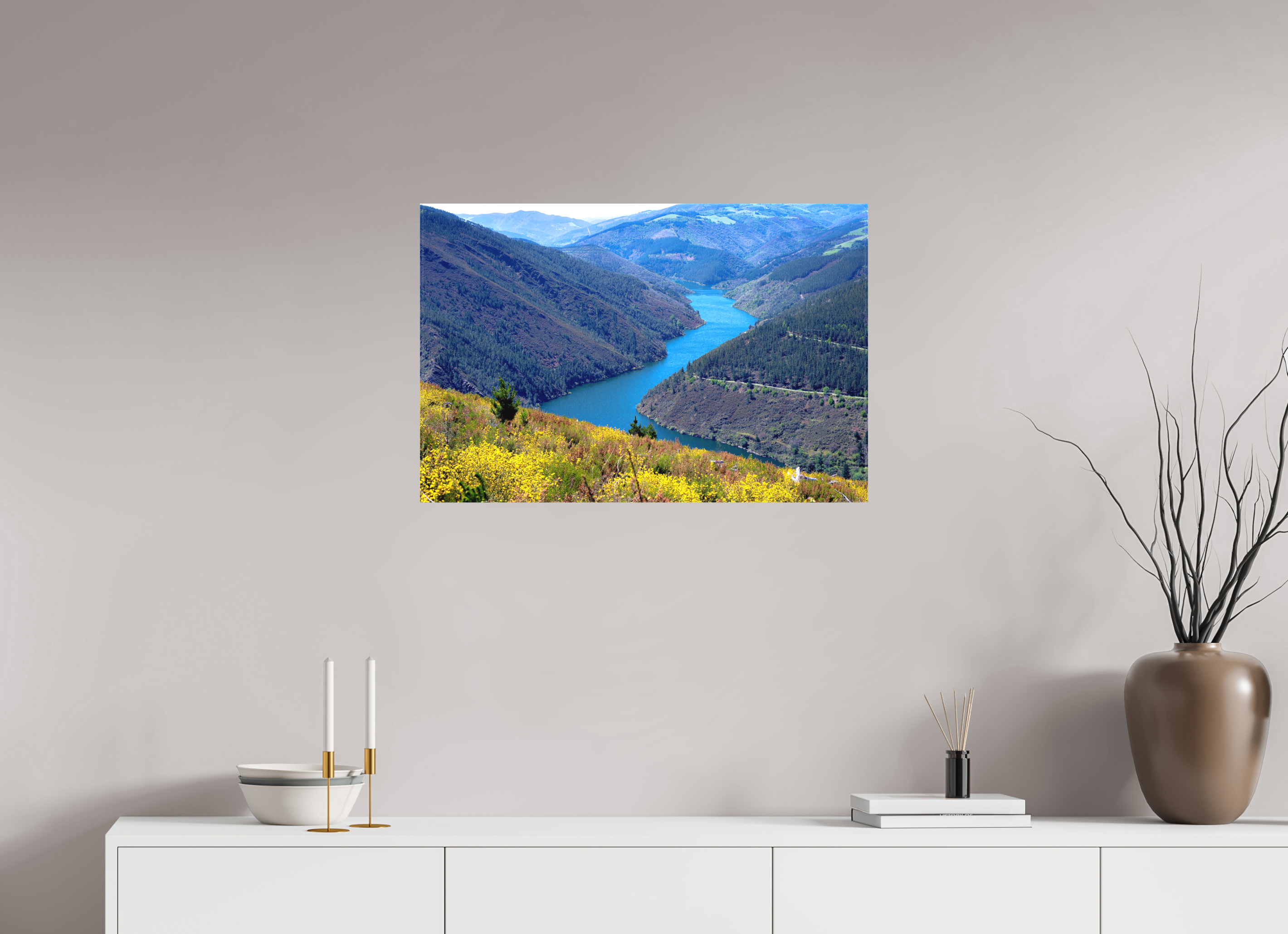 75.5 x 50 cm, Matte Canvas on Stretcher Frame Blue River