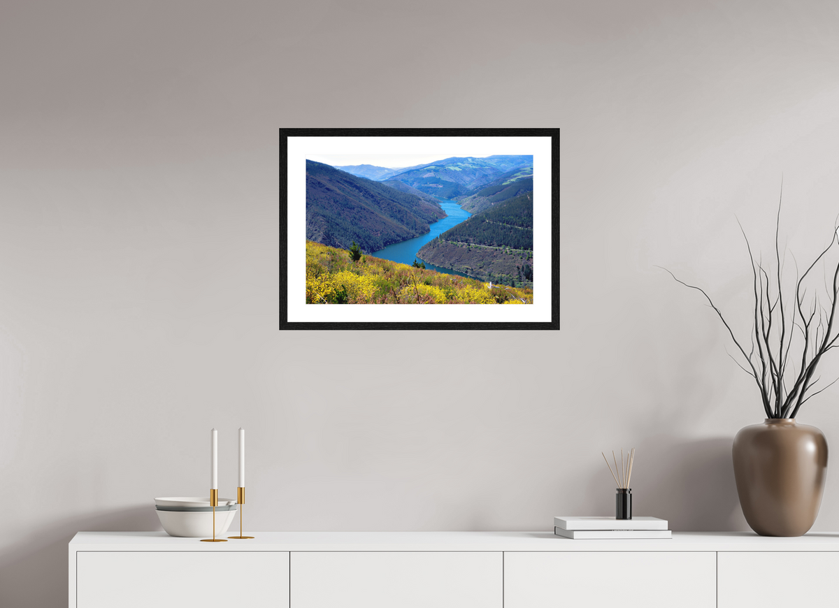 60.4 x 40 cm, Smooth Natural Paper Print with Frame Blue River