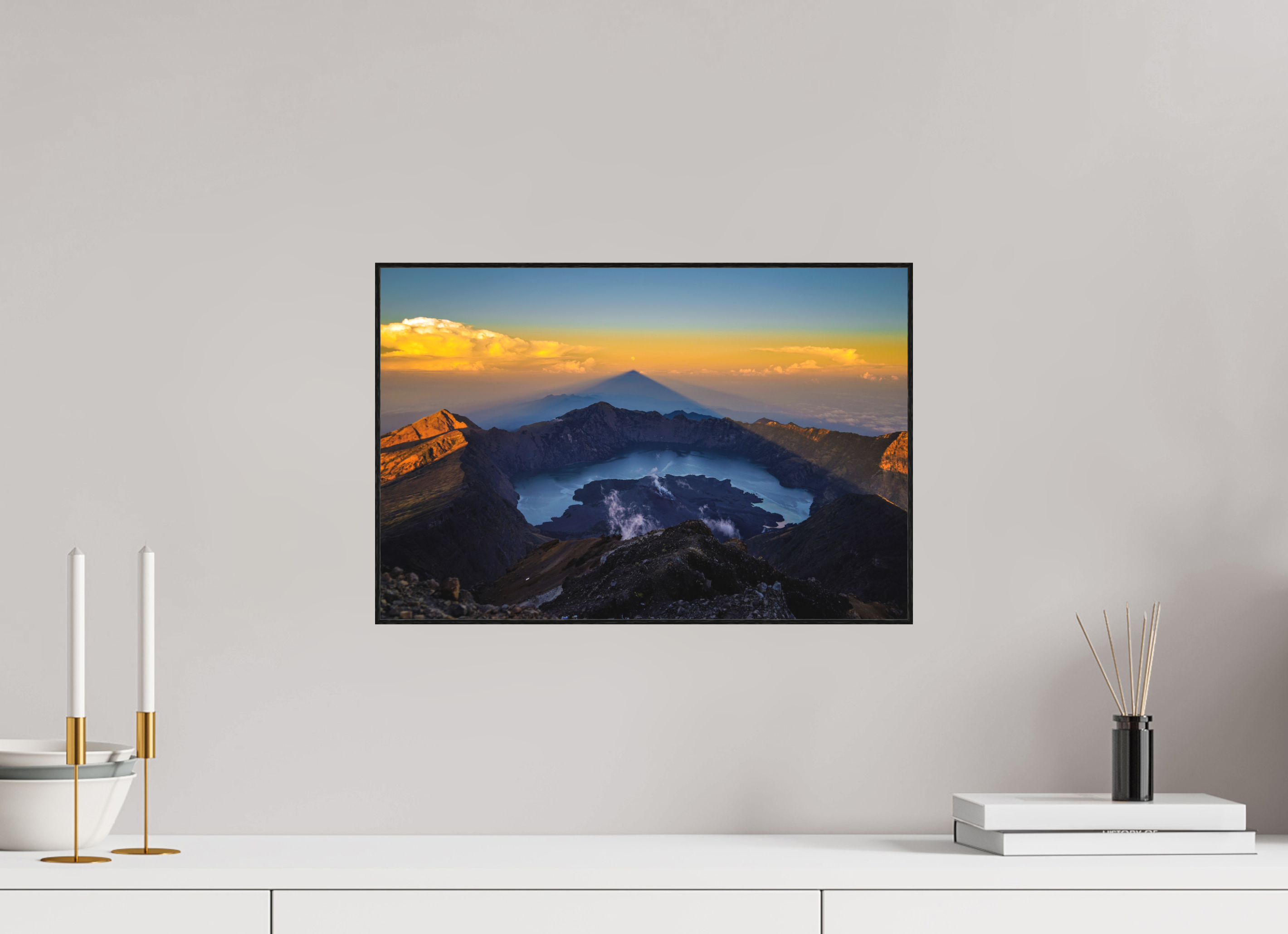 45 x 30 cm, Solid Wood Artbox The Caldera of Mount Rinjani - Lombok - Indonesia