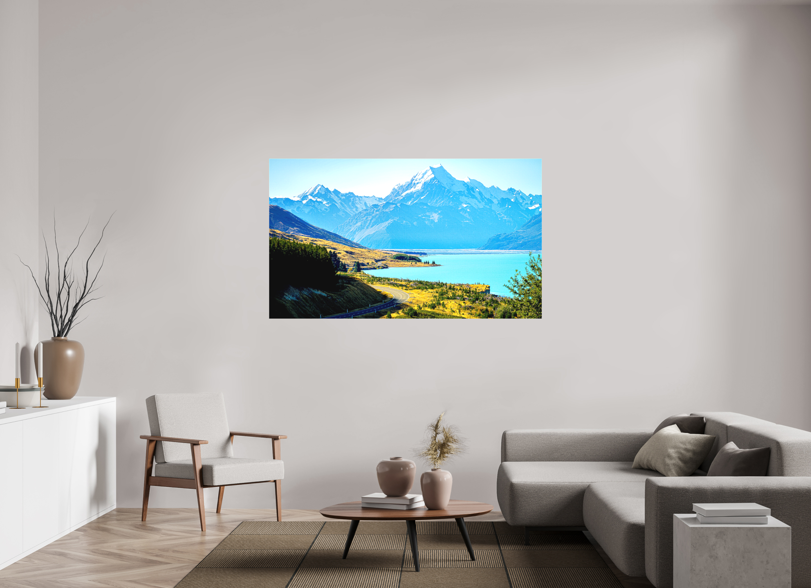 171.1 x 100 cm, Matte Canvas on Stretcher Frame Mount Cook Road - New Zealand