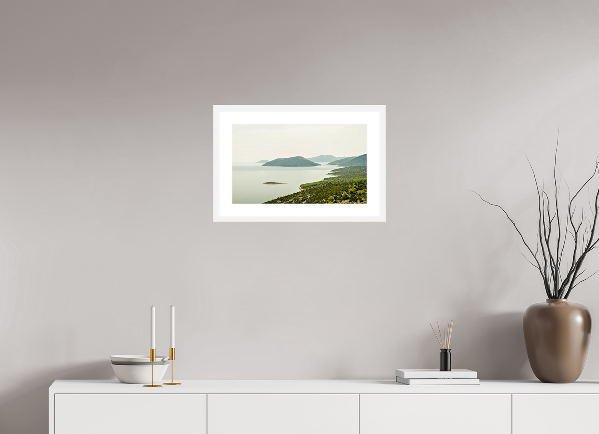 50.3 x 30 cm, Fine Art Print with Frame Floating Islands - Croatia