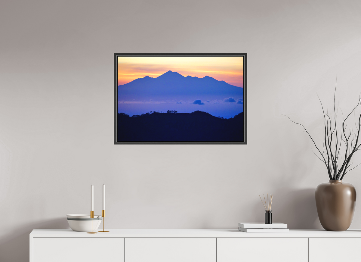 75 x 50 cm, Textile Print Canvas with 15 mm Width Gap Frame Mount Agung at Sunrise - Bali - Indonesia