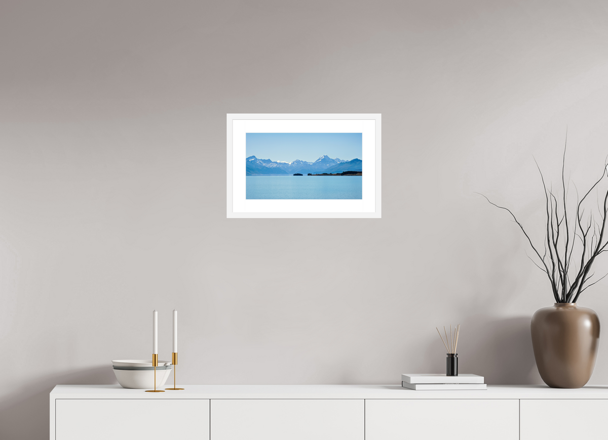 42.9 x 25 cm, Fine Art Print with Frame Aoraki Reflections – Lake Pukaki & Mount Cook, New Zealand