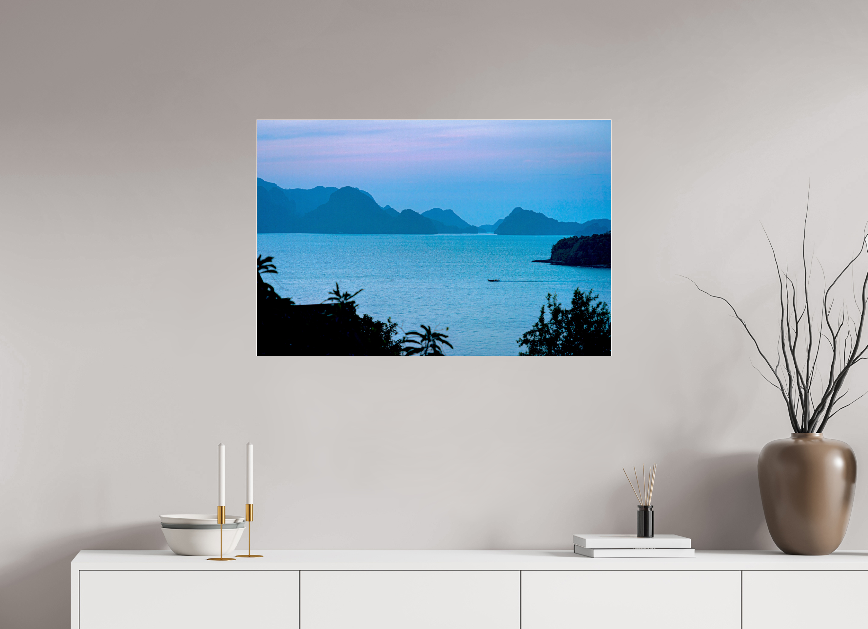 90 x 60 cm, Photo Print Under Acrylic Glass Blue Silence at Dusk