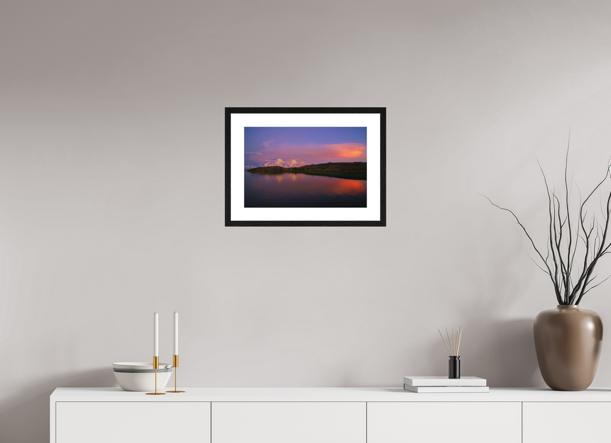 45 x 30 cm, Smooth Natural Paper Print with Frame Sunrise Hues - Tanzania