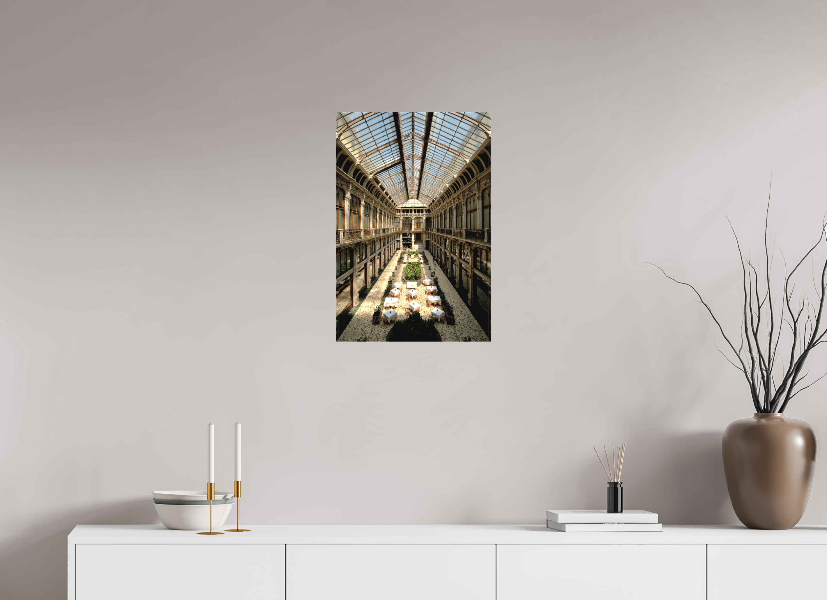 40 x 60 cm, Matte Canvas on Stretcher Frame Beneath the Glass Vault