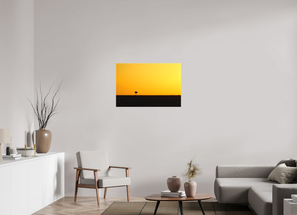 90 x 60 cm, Matte Canvas on Stretcher Frame Golden Sky over the African Savannah