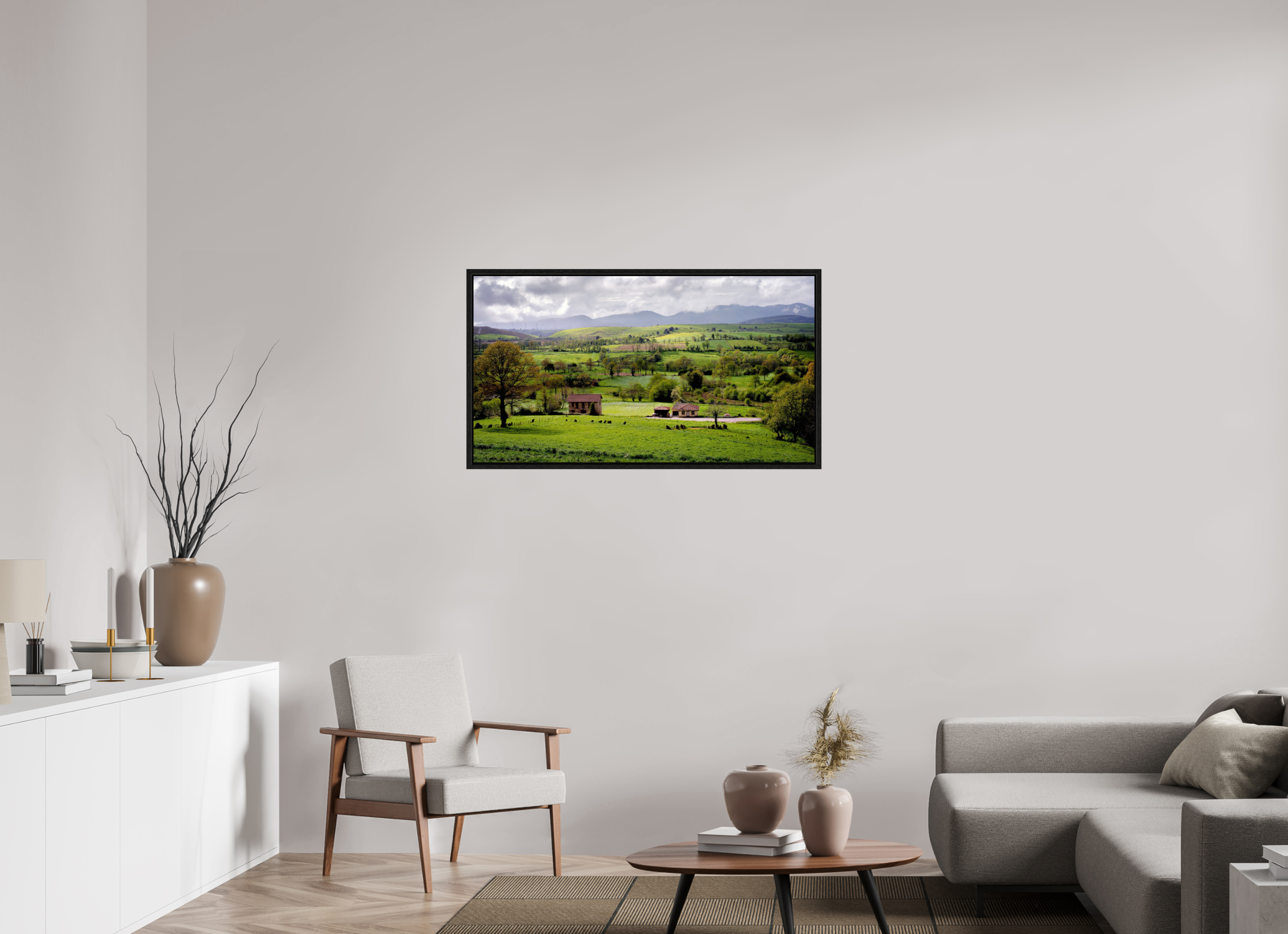 109.8 x 60 cm, Floater Frame A Lush Hilly Countryside in Spain